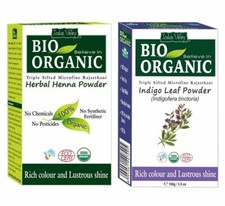 Indus Valley Bio Organic Pure  Natural Indigo and Henna Powder for Black Hair