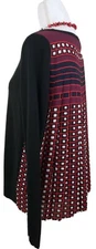 LOFT Ann Taylor ~Woman Size S~ Black Top Pleated Back w/Print Blouse Top Sweater