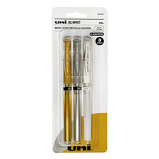 UNI Ball Signo Fine Gel Pen Set 3-pc GOLD, SILVER, WHITE Graffiti Art