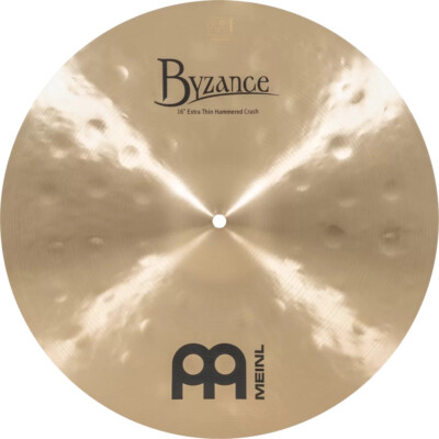 Meinl Byzance Extra Thin Hammered Crash Cymbal, Traditional, 16''