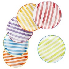 Summer Stripes 6er Set Kuchenteller Steingut 6 Pers Dessertteller bunte Streifen