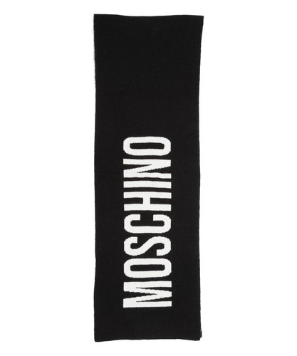 Moschino wool scarf men 50205M5639016 Black shawl stole foulard - Picture 3 of 3
