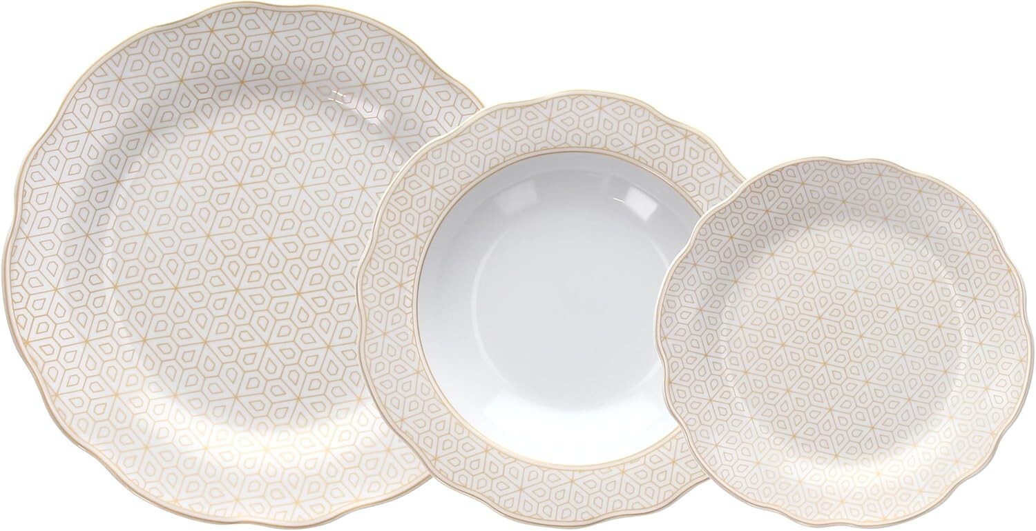 TOGNANA SET 18 PZ PIATTI NATALIZIO XMAS PORCELLANA DECORO BEIGE DIANA NATALE