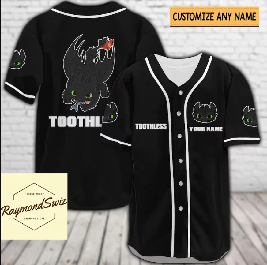 Halloween Toothless Black 3D Baseball Jersey Shirt