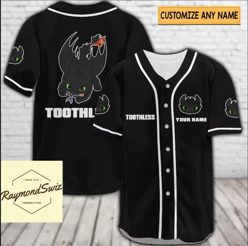 Halloween Toothless Black 3D Baseball Jersey Shirt