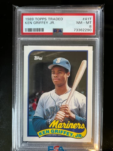 1989 TOPPS TRADED/ROOKIES #41T KEN GRIFFEY JR. ROOKIE CARD PSA 8 NEAR MINT -MINT