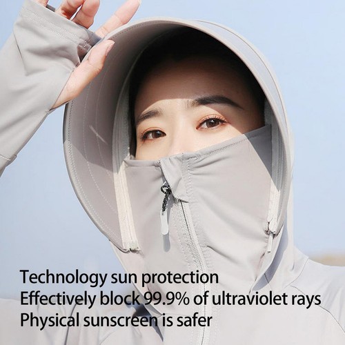 UPF 50+ Women's Long Sleeve Sun Skin Protection T-Shirt Outdoor Fishing Hoodies - Picture 8 of 26