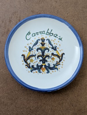 Original Sicilian Hand Painted Bread/Oil Plates Carrabba's #4 Euromold 1986 VIP