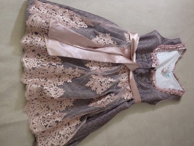 %%% B989/ Gr. 48 Lifos Landhaus Dirndl GRAU + Rosa Schürze Trachten Kleid