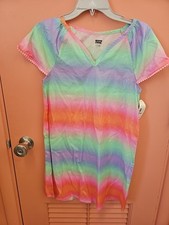NWT Wave Zone Girls L 10/12 Swimsuit Cover Metallic Rainbow Beach Dress
