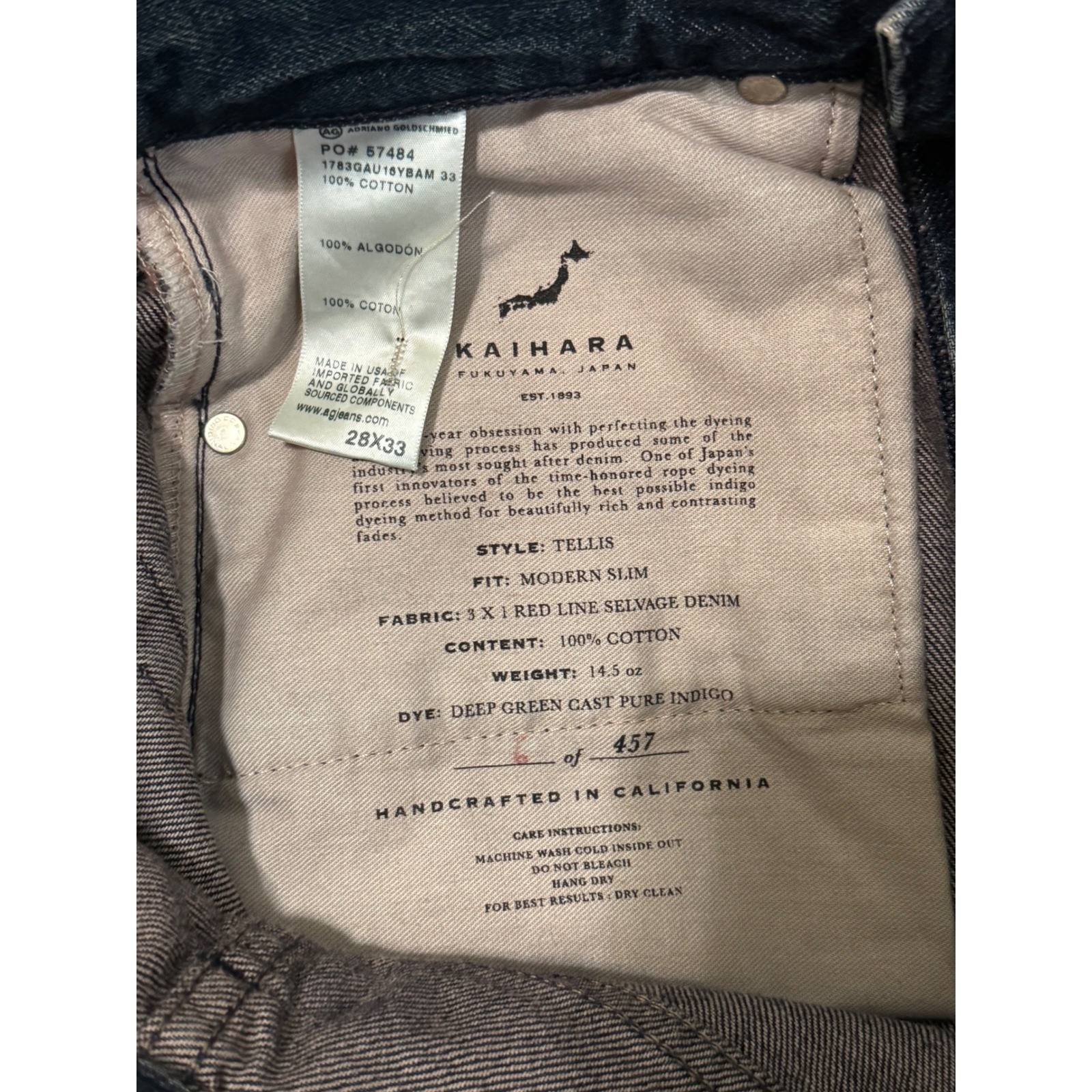 AG Adriano Goldschmied Kaihara Tellis Jeans 15oz Selvedge Denim 28x33 thumbnail 8