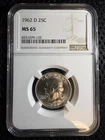 1962 D Washington Silver Quarter Graded by NGC MS65