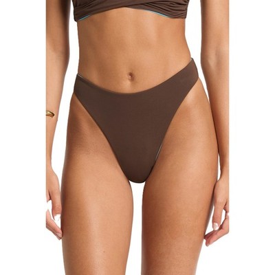 Bond-eye Women Espresso/Cala Reversible Bare Siara Swim Bikini Bottom Size M/L