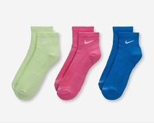 3 Pair Nike Everyday Plus Ankle Quarter Length Socks, Girls 5Y-7Y, Women's 6-10