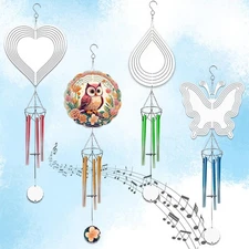 4 Packs Sublimation Wind Chime Wind Spinner Blanks Set 3D Aluminum Metal Wind...