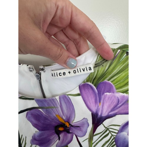 Alice + Olivia Coley All Over Floral Palm Garden Party Cream Mini Dress 6 - Picture 6 of 6
