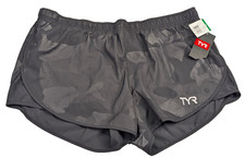 TYR Womens Team Running Shorts Black Camo Size M NWT Athletic Gym
