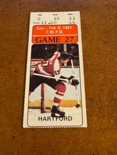1981 Philadelphia Flyers Hartford Whalers Hockey Ticket Reggie Leach Hat Trick