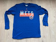 New York Mets Majestic Long Sleeve T-Shirt Men  s Large Blue MLB Baseball