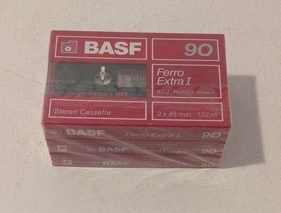 3 Pack BASF Ferro Extra I 90 Normal Position Blank Audio Cassette New