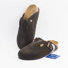 Birkenstock Boston Mocha Clog Suede Leather Soft Footbed Shoes Unisex US 6-12