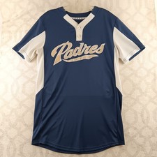 Majestic San Diego Padres Baseball Jersey Button Down Cool Base Navy 10 Mens S