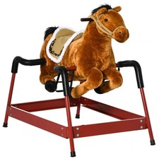 Qaba Ride on Horse for Girls and Boys with Animal Sounds, Brown