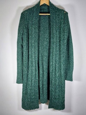 Cynthia Rowley grün melierte Strickjacke von Rand zu Rand - Gr. XL (ca. UK 16-18)