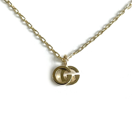 GUCCI Necklace GG Running Logo Blue Topaz K18YG Yellow GNecklace Authentic