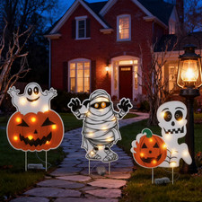   LED Halloween Yard Signs Outdoor D cor Ghost Pumpkin Set 3  10 Pack Options