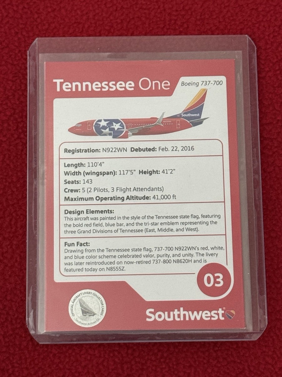 RARE SouthWest Airlines Tennessee One 03 Trading Card | eBay
