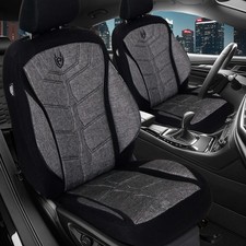 2x Sitzbezüge passend für Toyota Land Cruiser J20 (Schwarz-Dunkelgrau) | Vorne M