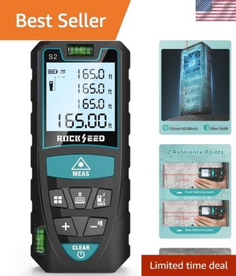 Accurate Laser Distance Meter 50M/165ft - Ideal for Home & Construction