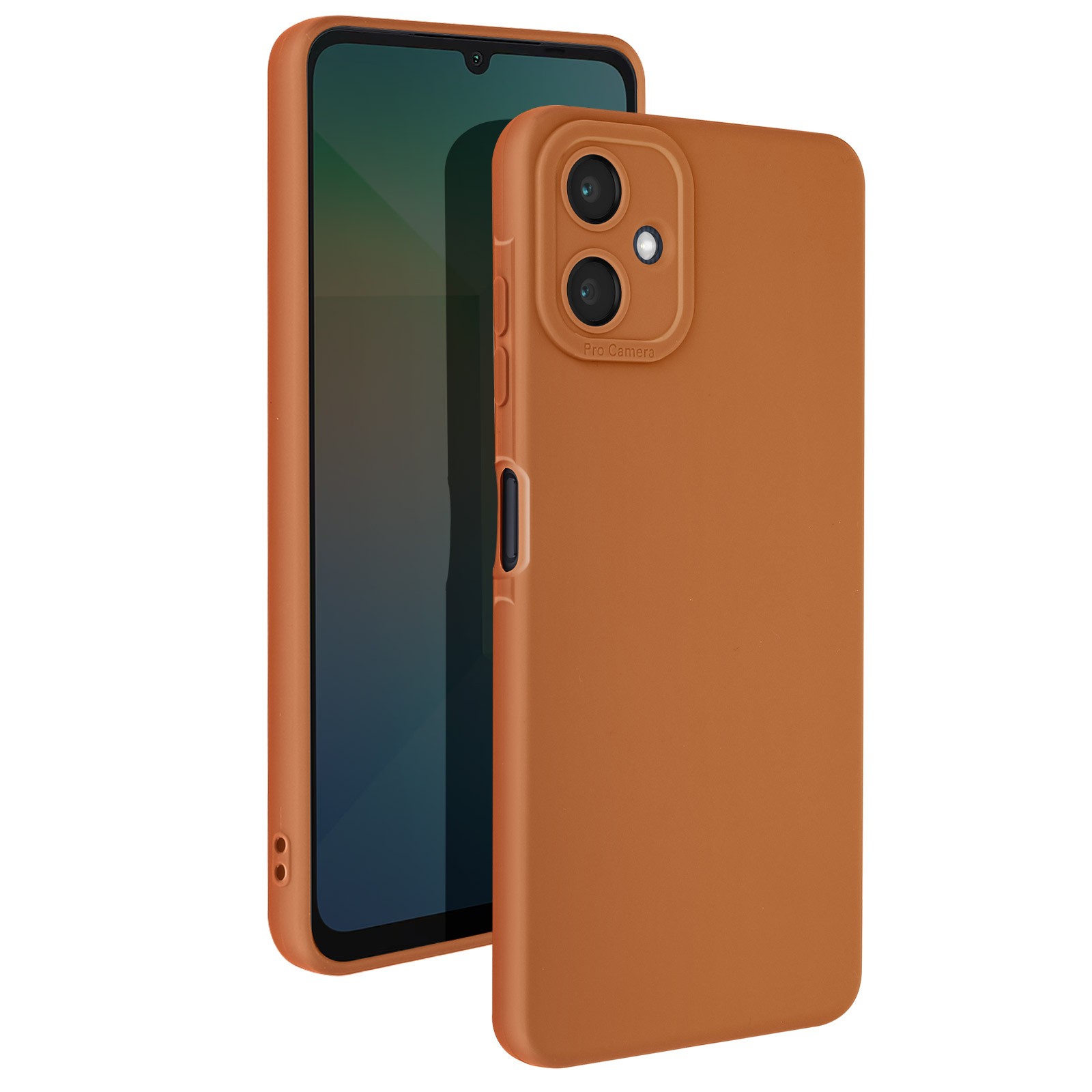 Coque Galaxy A06 Avizar SoftGlow en silicone marron avec protection camera