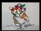 Colorful Cat Modern oil painting on canvas 20” x 24” — photo 1