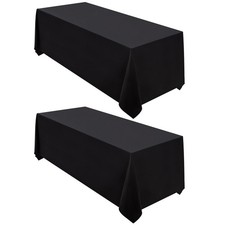 Surmente 2 Pack 90x132 Inch Black Tablecloth for 6-8 Foot Rectangle Tables