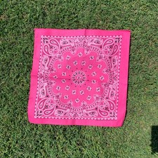 Hot Pink Paisley 22x22 Bandanna Made in USA 100 Cotton