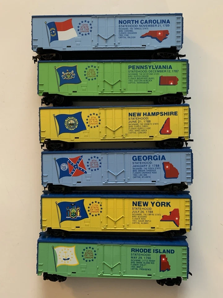 Tyco HO Scale Lot Of 6 Statehood 50' Boxcars (J) - Image 2 of 4