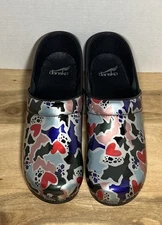 Dansko Women Professional Fragment Patent Heeled Clog Mule Hearts Sz EU 42 US 11