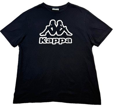 Kappa T-Shirt Black Logo Mens Size XL Crew Neck Short Sleeve