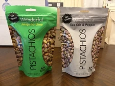 Wonderful Pistachios No Shell Sea Salt  Pepper & jalapeño lime 11oz Lot 2