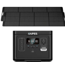 OUPES Exodus 1500 Portable Power Station 1500W/1488Wh+ 2 Solar Panel 240W 