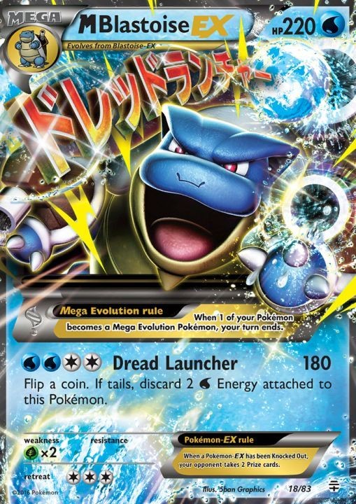Lightly Played, English - 1 x  Mega-Blastoise-EX - 18/83 - Holo Rare EX XY—Gener