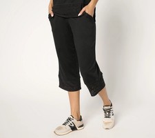 Cuddl Duds Flexwear with Eyelet Cropped Pants Black M New