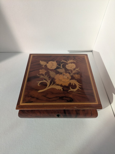 Vintage Sorrento Inlaid Floral Polished Veneer Wooden Music Box - Bild 3 von 7