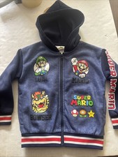 NINTENDO Super Mario Navy Bomber Varsity Jacket Hooded Size 5/6
