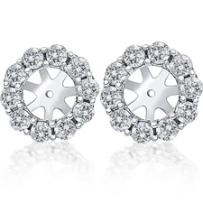 14K White Gold 1 1/2 Ct. Diamond Studs Earring Jackets (9mm) Lab Grown
