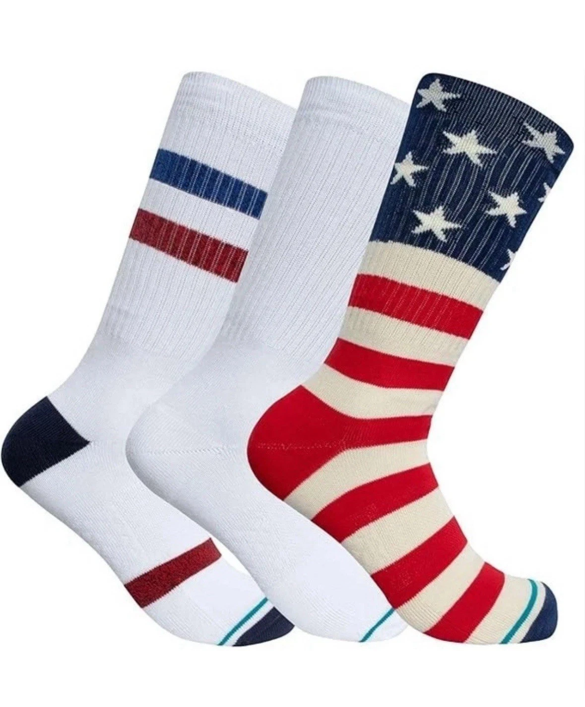 Stance The Americana 3-Pack LARGE Crew Socks - American Flag Socks New Casual