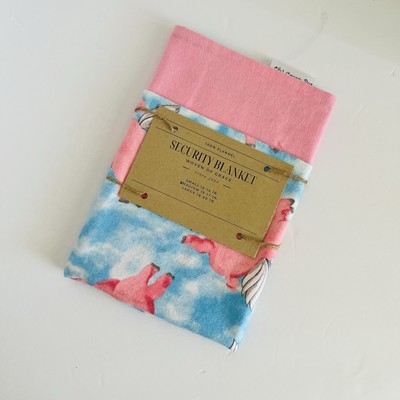 Medium Handmade Flannel Security Blanket/Lovey 16  x 16  Flying Pigs Pink