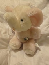 Eden Elephant Pink White Plush Musical Wind Up Vtg Baby Toy Lullaby Fast Ship